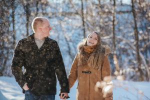 winter engagement photo whitby