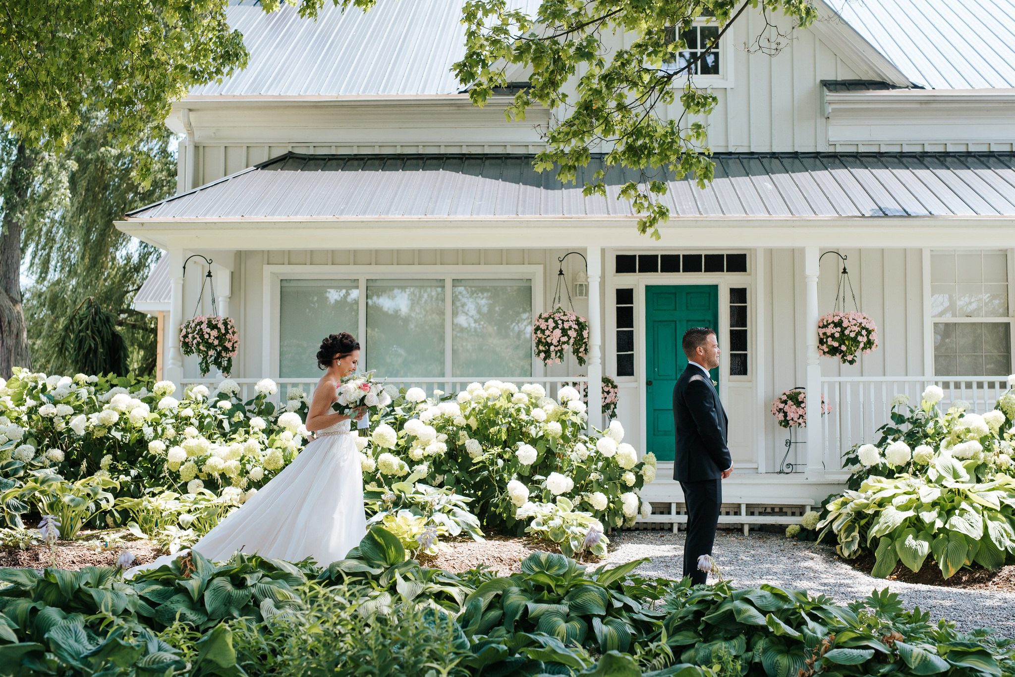 Bloomfield Gardens Wedding - bride and groom first look